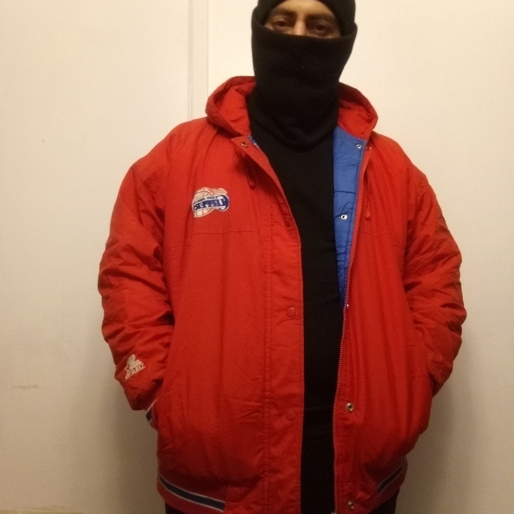STARTER Red Bomber Jacket with Blue Lining